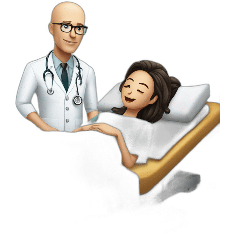 Johnny sins as a doctor healing a lying down Emily Willis emoji