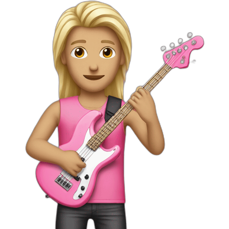 long-blond-bassguitar-player-pink-clothes-pink emoji