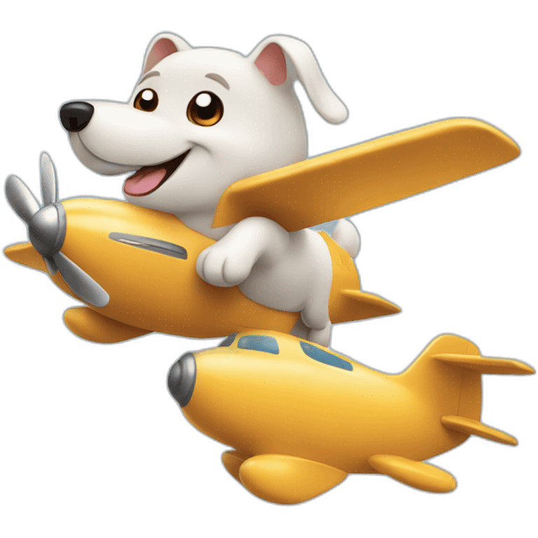 Cute happy dog flying on a airplane emoji