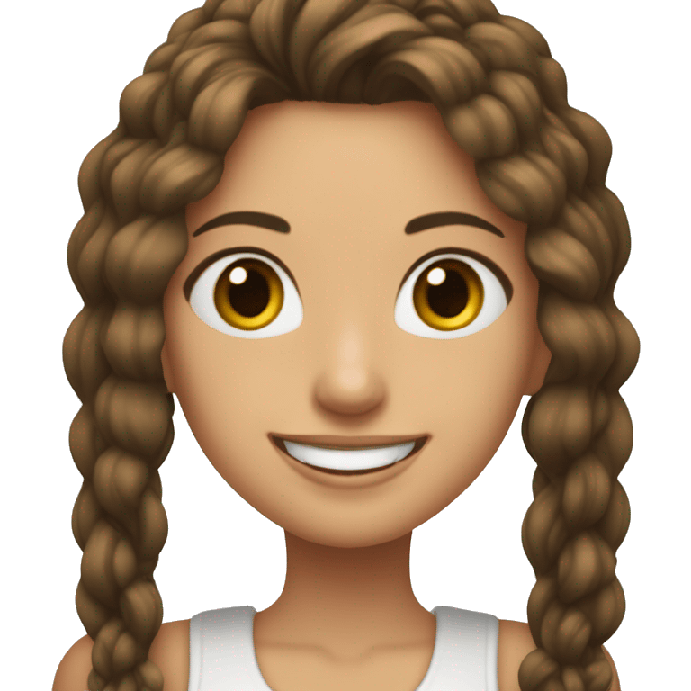 Jovencita blanca bonita con oelo castaño sonriendo emoji