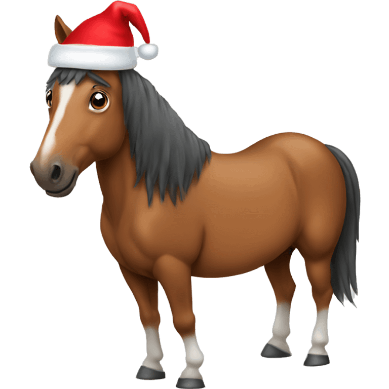 Horse with Santa hat emoji