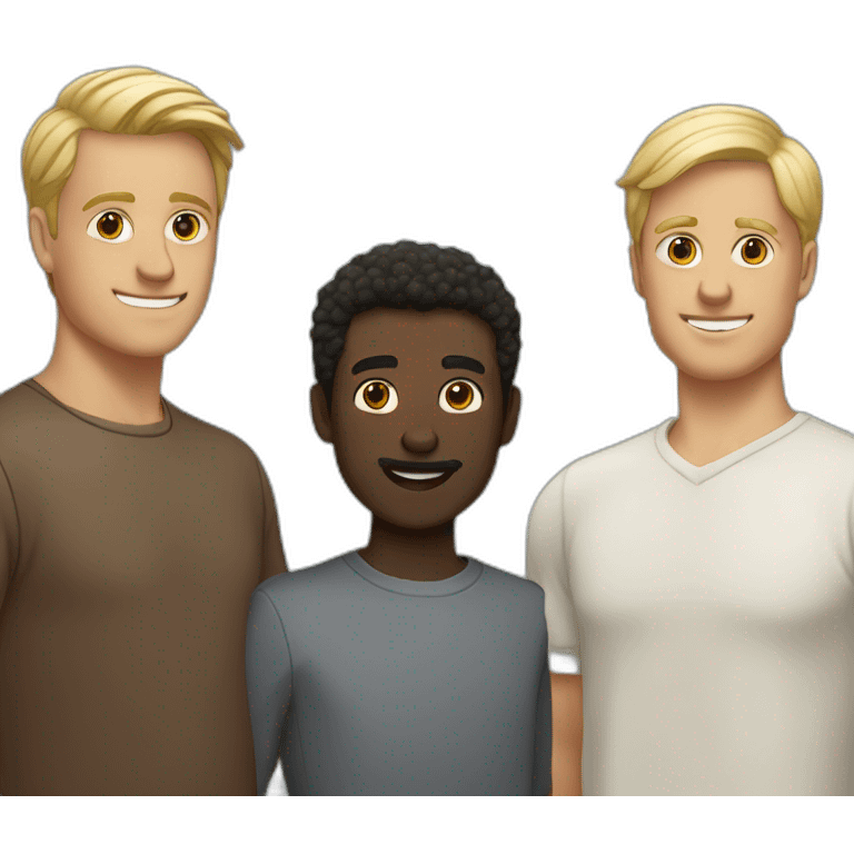 couple of three men, two dark-skinned and one blonde emoji