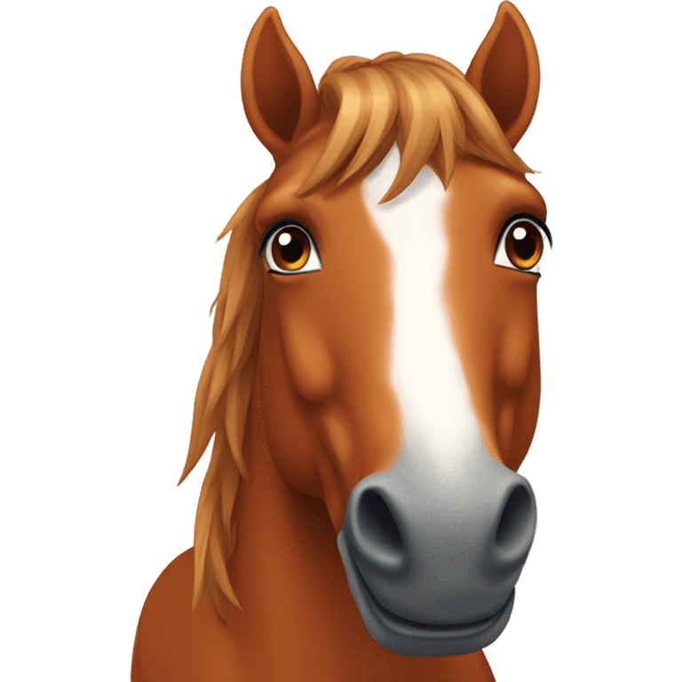 Dark orange horse with dark orange hair with white on its face  emoji