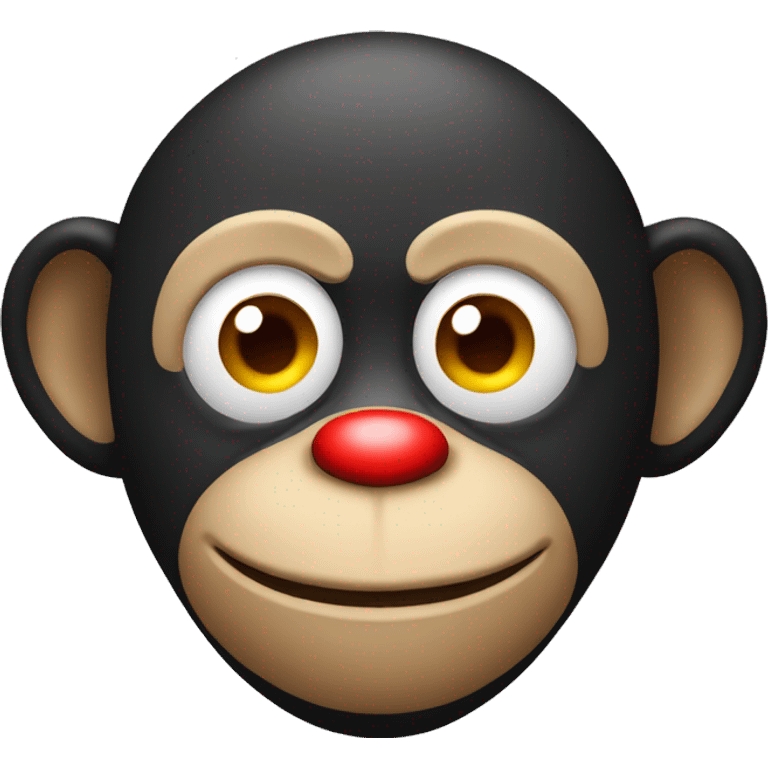 A monkey with a red clown nose emoji