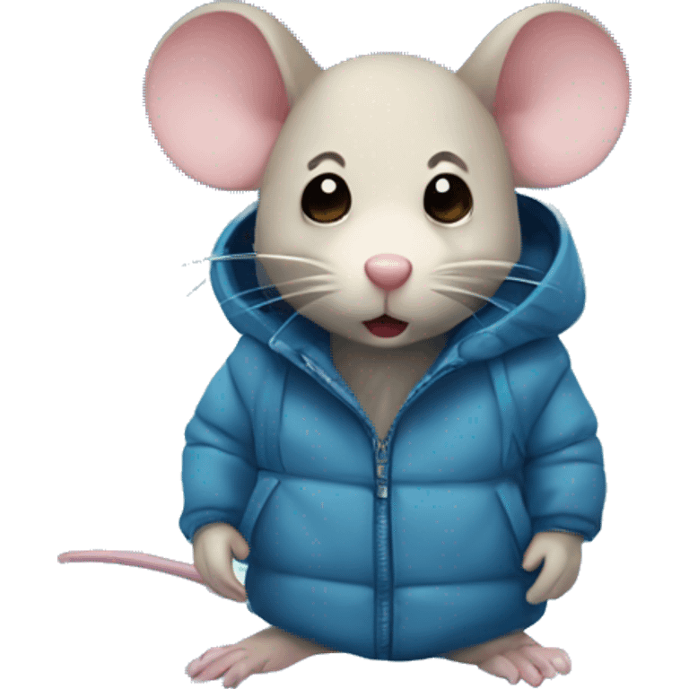 A boy mouse wearing a parka inside an icecube emoji