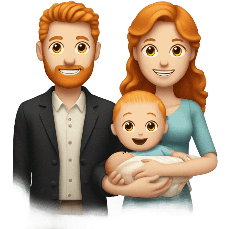 Ginger husband and wife holding a baby emoji