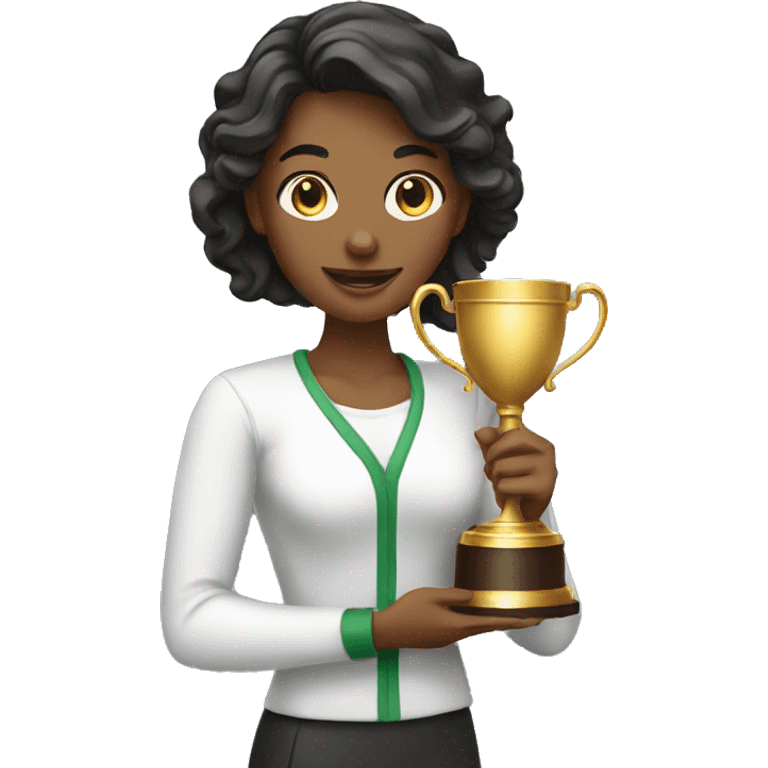 a women holding trophy emoji