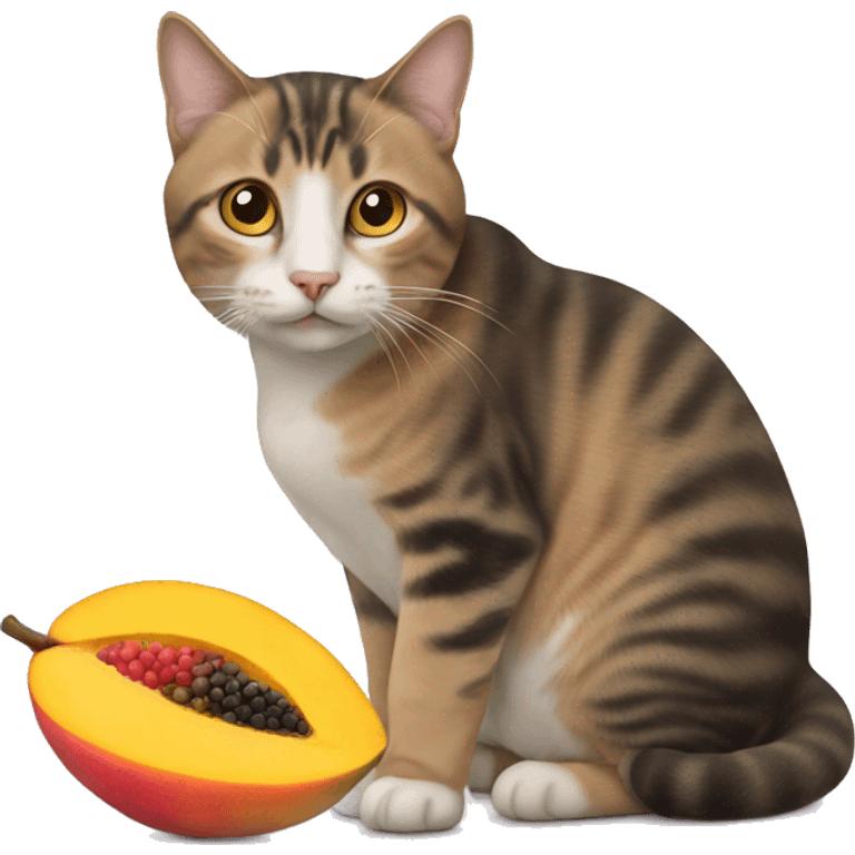 Cat with mango emoji