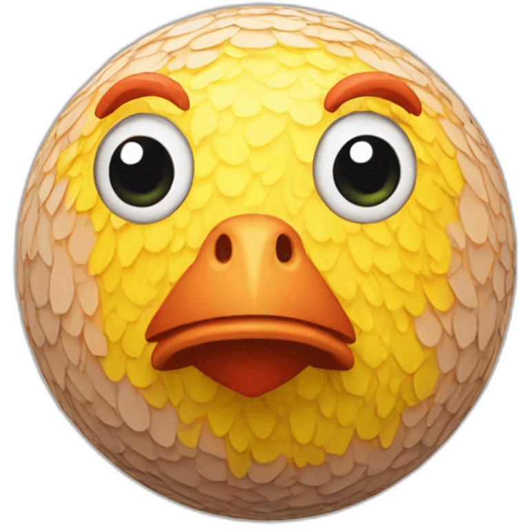 3d sphere with a cartoon chicken skin texture with big feminine eyes emoji