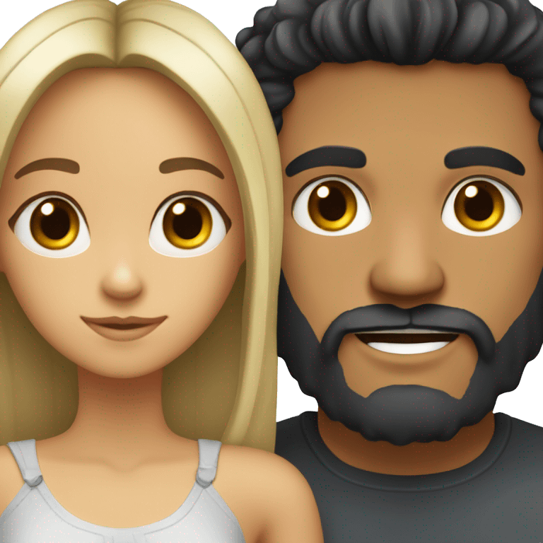 pretty girl with dark hair and mixed guy with beard emoji