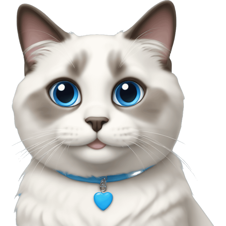 shorthaired blue eyed ragdoll cat smiling emoji