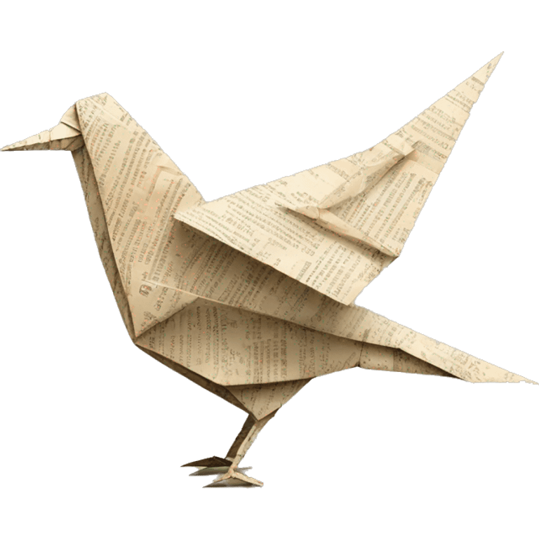 Sparkling patterned Beige Origami bird made of newspapers  emoji