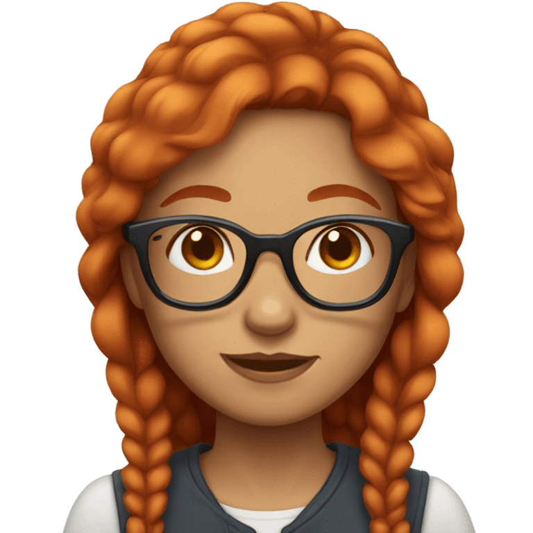 Girl with glasses, red hair, freckles on forehead emoji