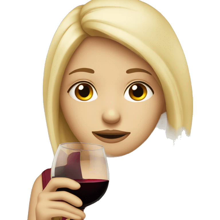 sad blonde girl drinking red wine emoji