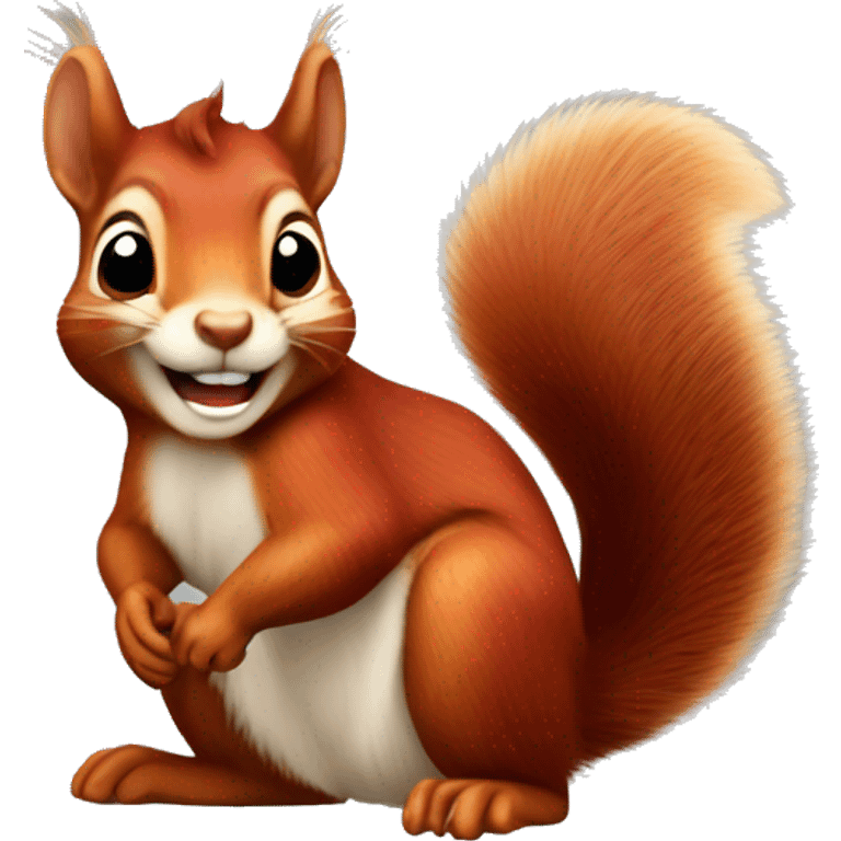 A smiling red squirrel with tufted ears emoji