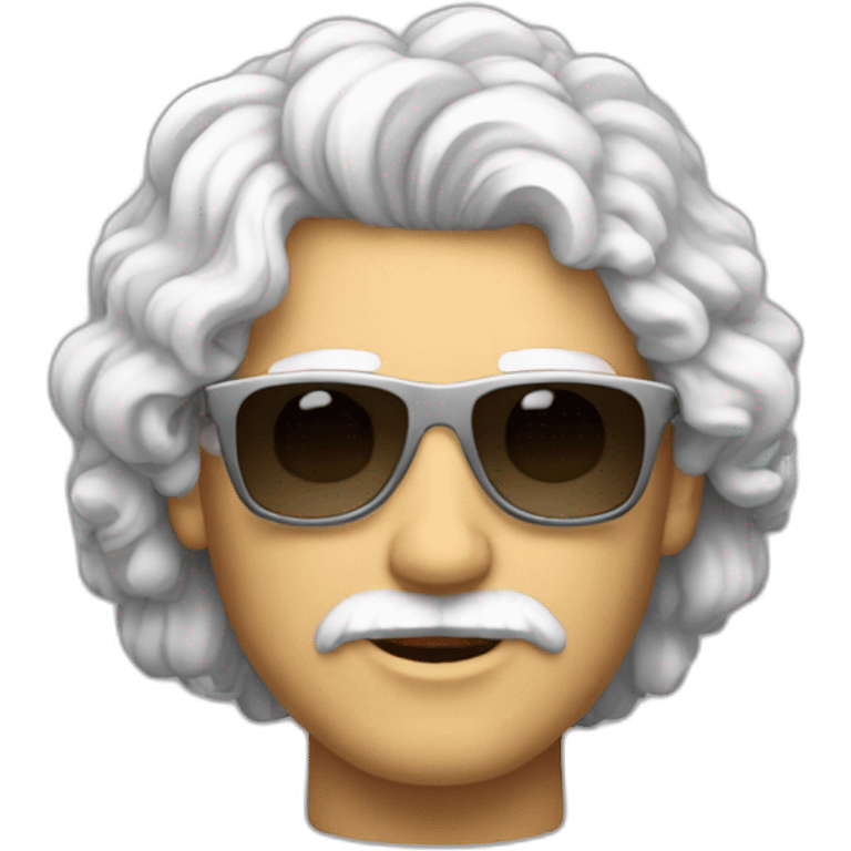 A man with curly white hair and wearing sunglasses without moustache transparent background emoji