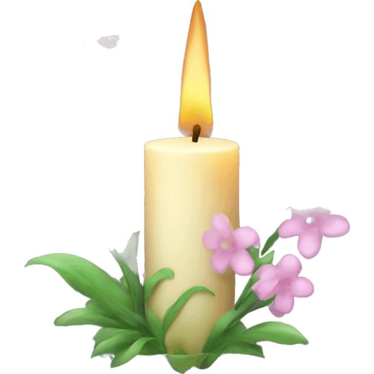 Spring candle with flowers  emoji