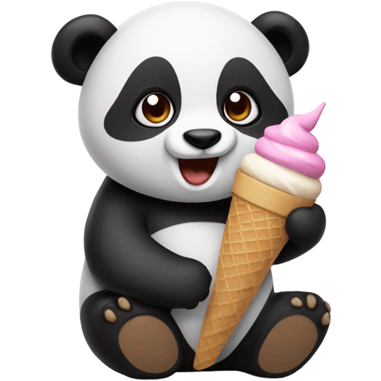 Panda eating ice cream emoji