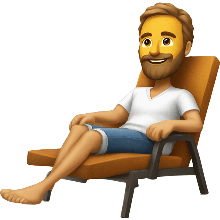 Sunbathed man with beard is working in furniture company  emoji