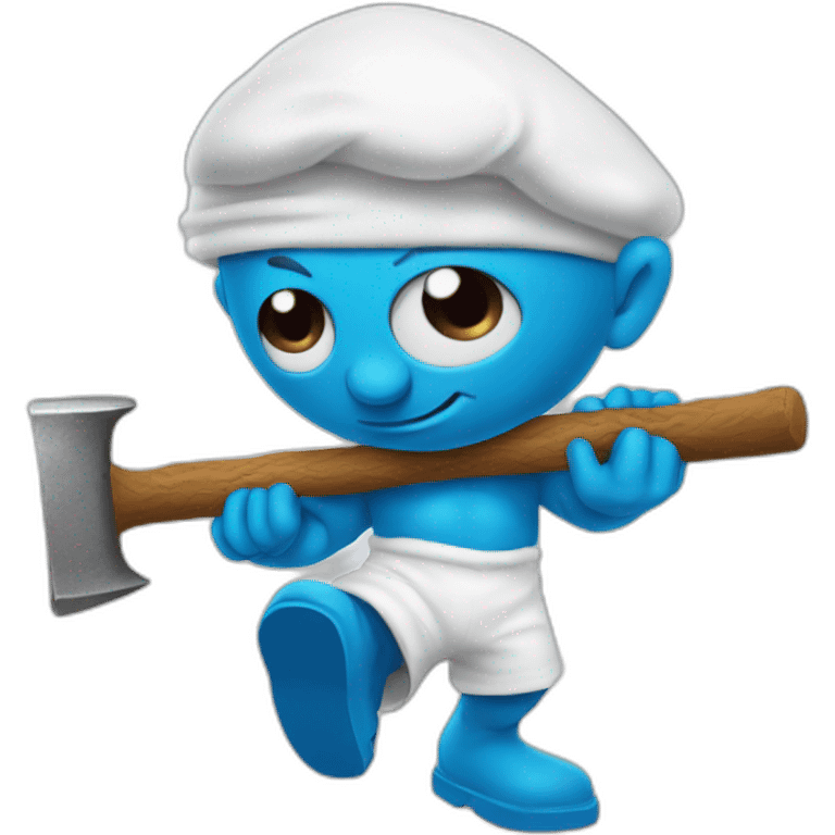 Brainy Smurf hit by a hammer emoji