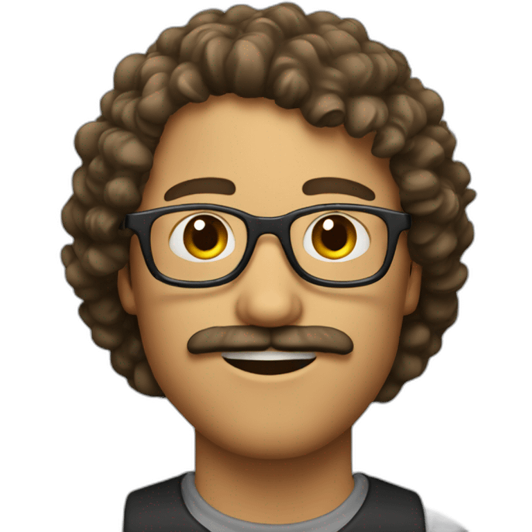 guy with a curly brown mullet mustache and glasses emoji