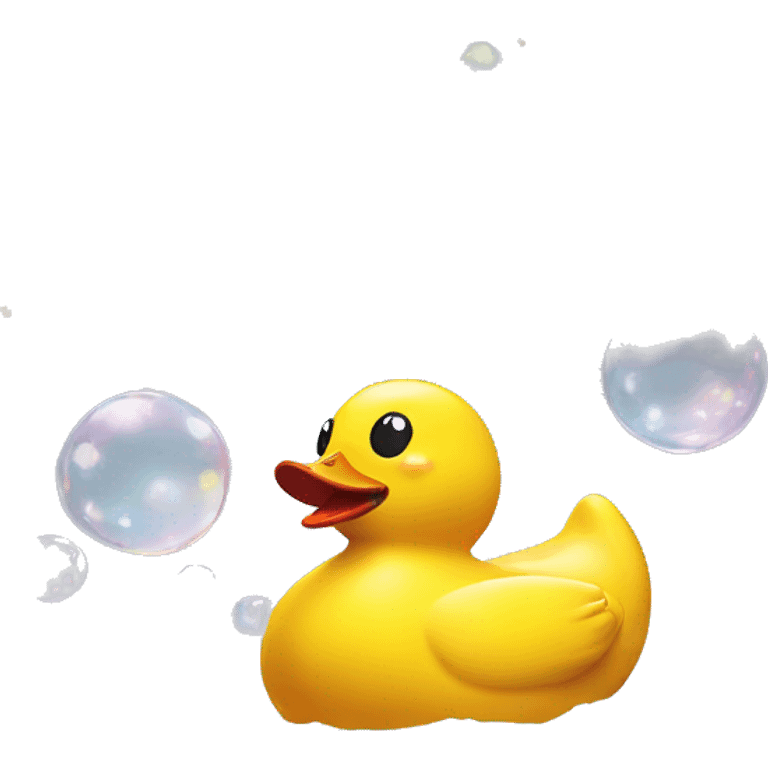 rubber ducky with soap bubbles emoji