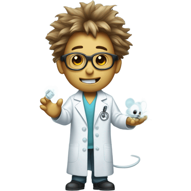 A scientist ghost giving a scientist mouse a massage ￼ emoji