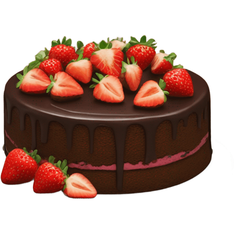 Chocolate cake with strawberries on top emoji