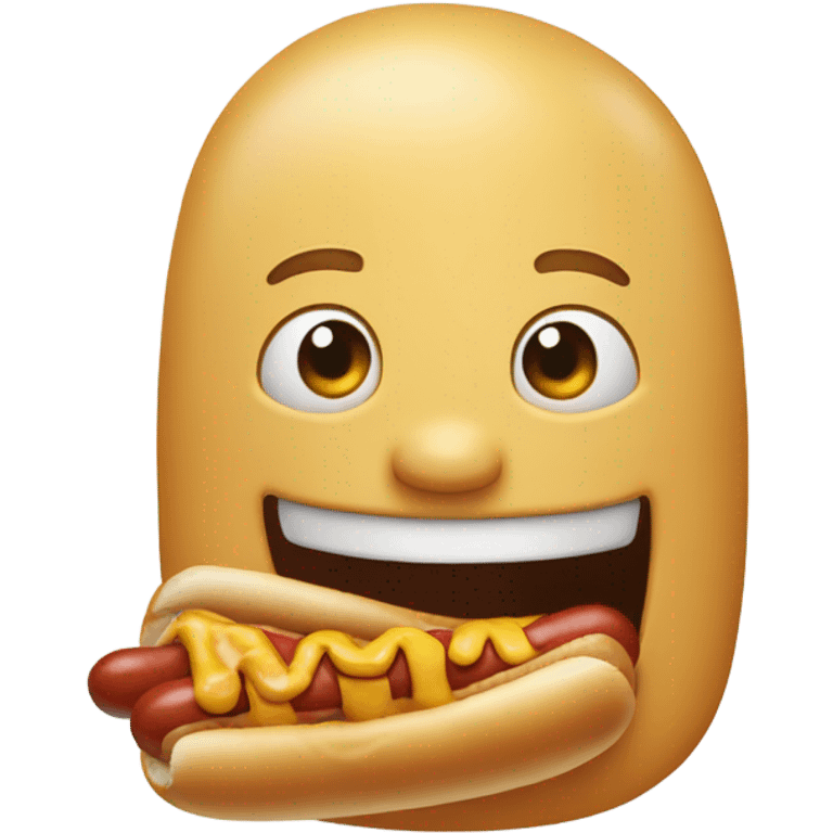 Smiling face eating hotdog emoji