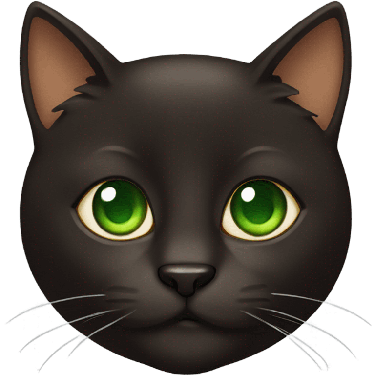 Brown and black cat with green eyes emoji