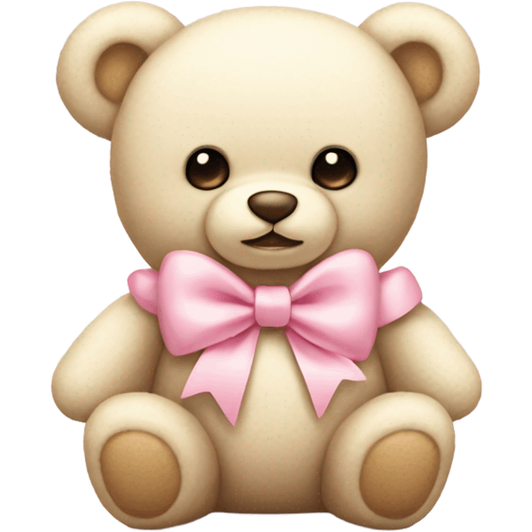 cream colored teddy bear with pastel pink bow emoji