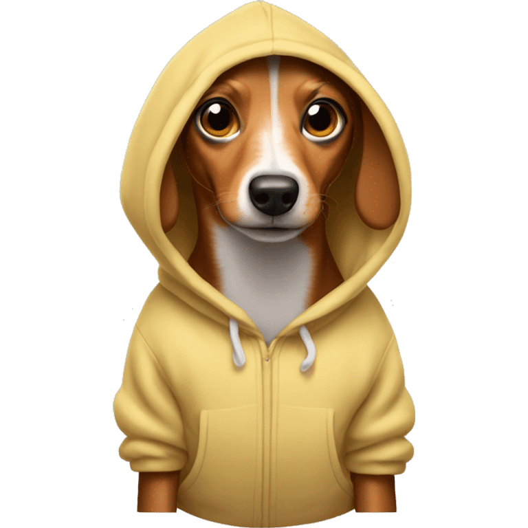 Weenie dog wearing a hoodie emoji