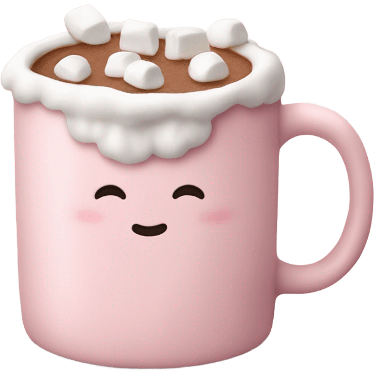 Light Pink mug of hot chocolate with marshmallows  emoji