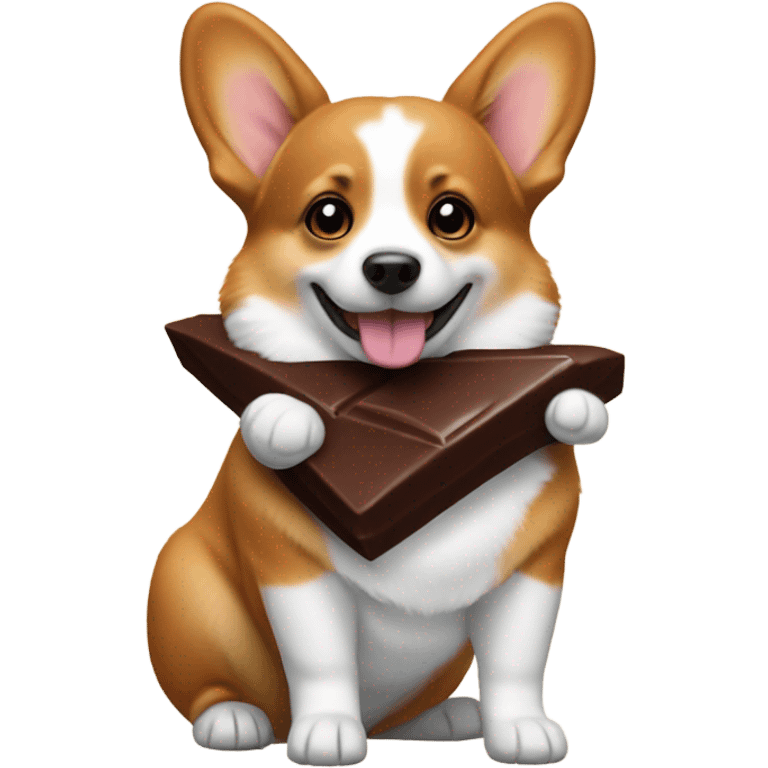 corgi holding a hershey emoji