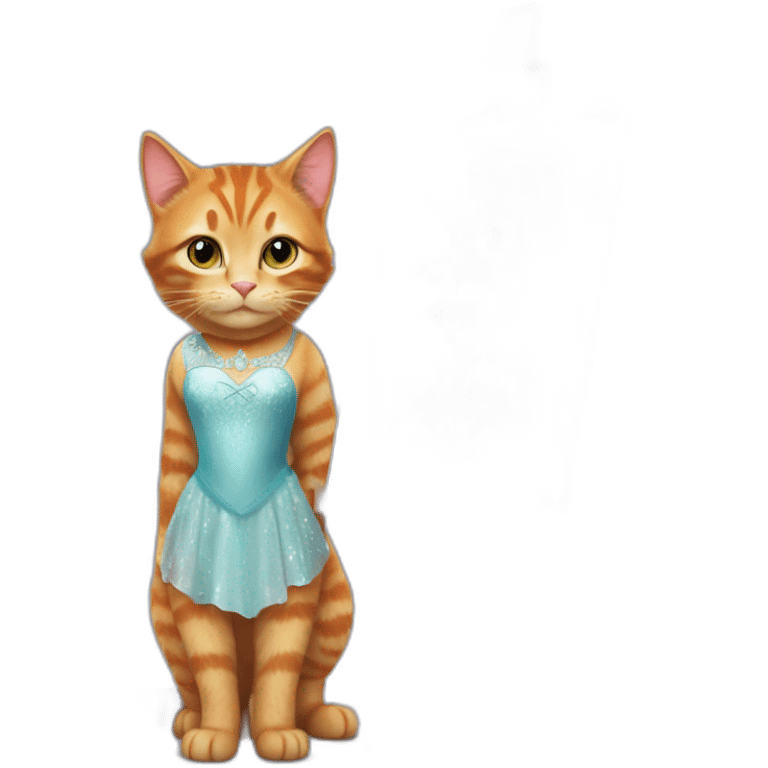 A ginger cat wearing a Disney Elsa dress painting a unicorn on an easel emoji