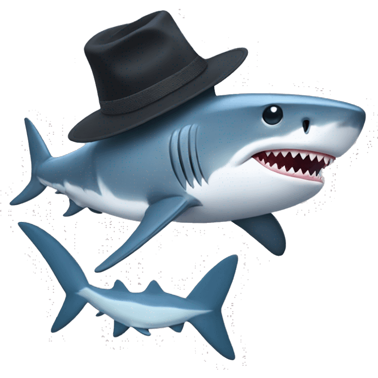 shark and hat emoji