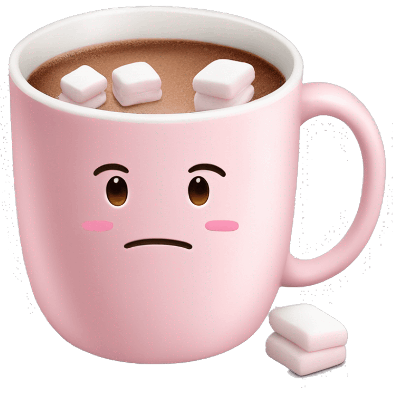 Light Pink mug of hot chocolate with marshmallows  emoji