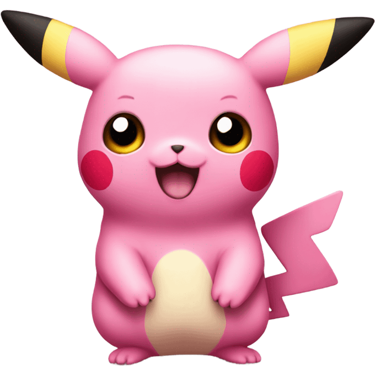 Cute pink pikachu with starry eyes emoji