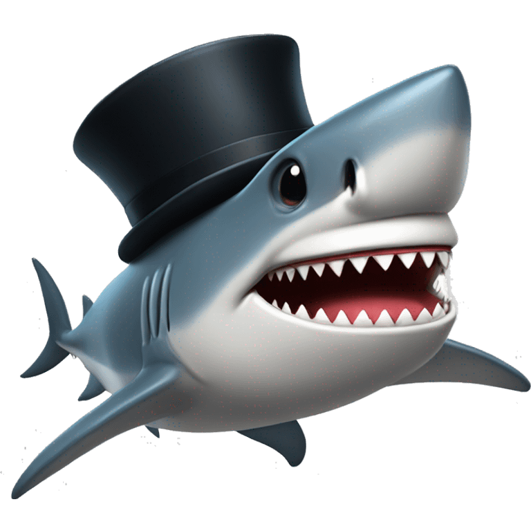 Shark with a top hat emoji