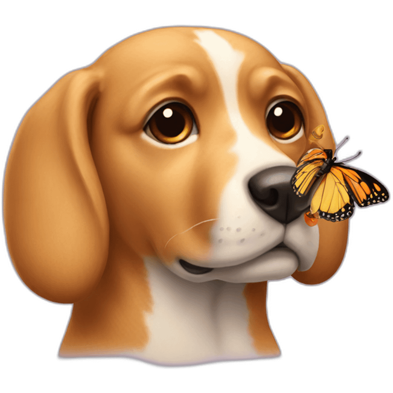 dog with butterfly on nose emoji