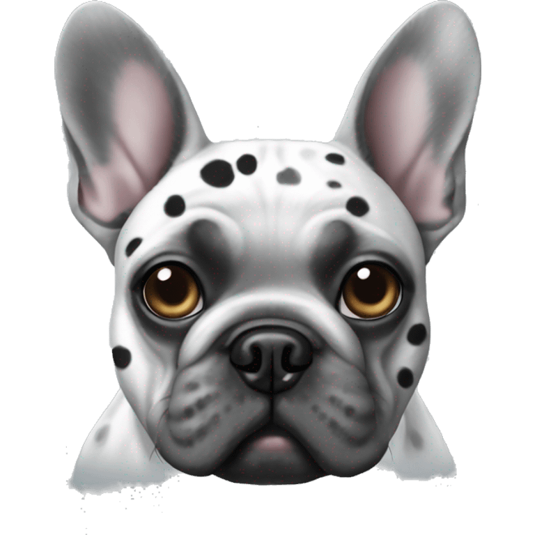 Grey French bulldog with black spots emoji