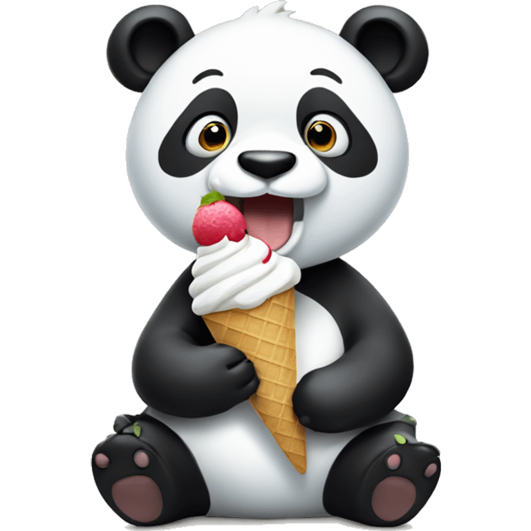 Panda eating ice cream emoji