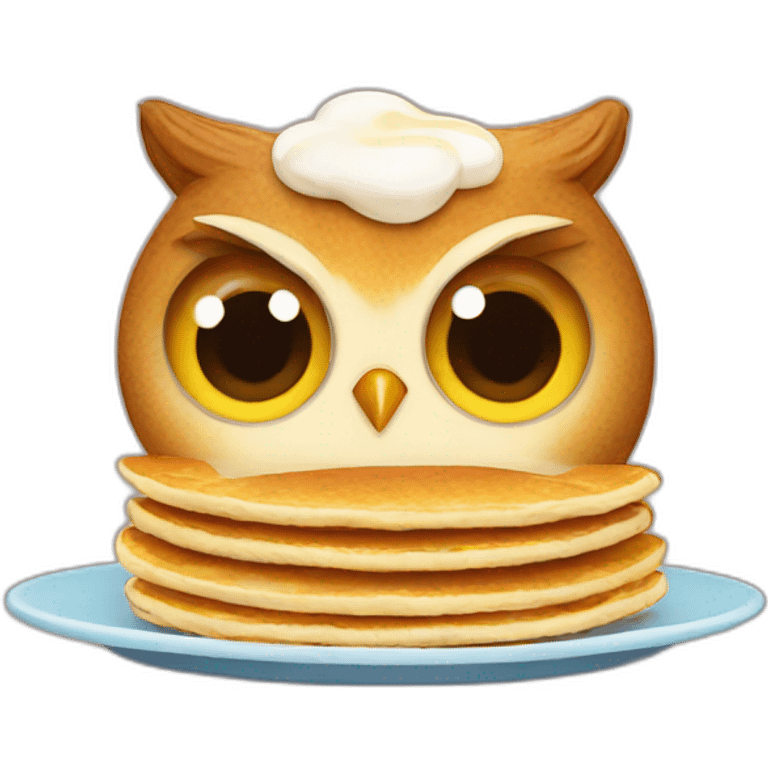 Owl with pancakes emoji