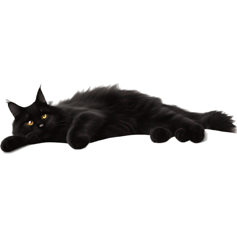 black Maine Coon cat lies on the pillows emoji