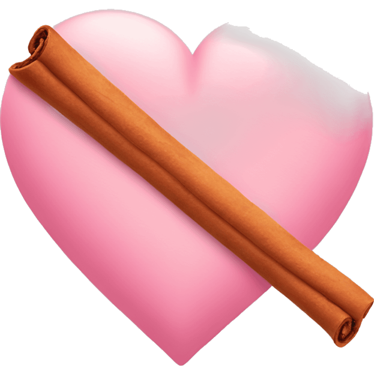 Pastel pink love heart with a cinnamon scroll emoji