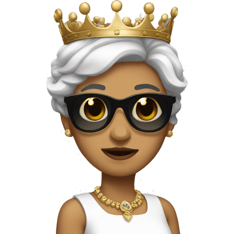 Queen emoji with short dark hair and shades emoji