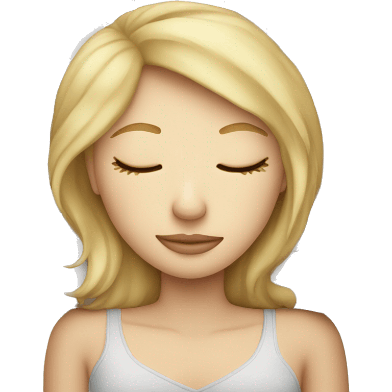 Blonde girl sleeping on a pillow emoji