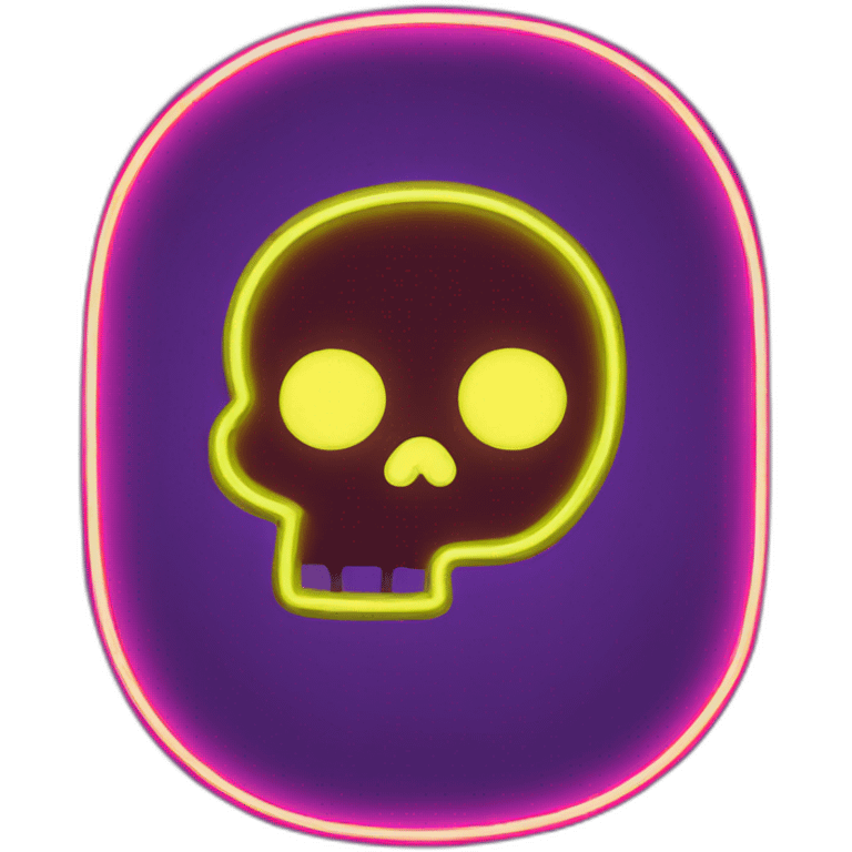 skull shape neon sign style emoji