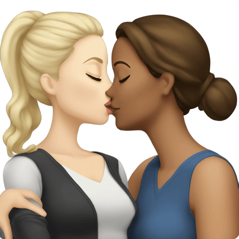 white woman kissing white brunette woman emoji