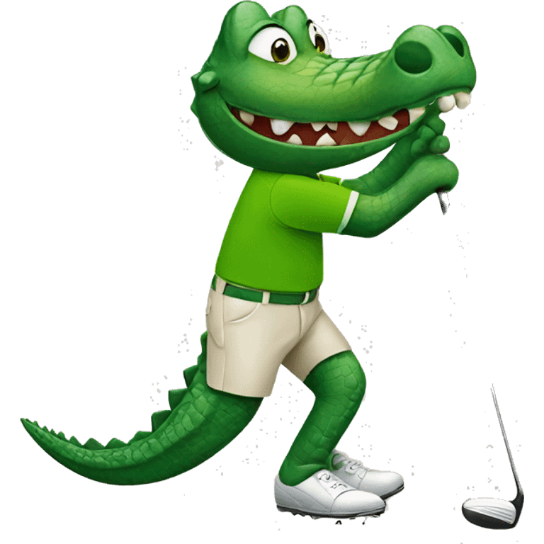 Alligator playing golf emoji